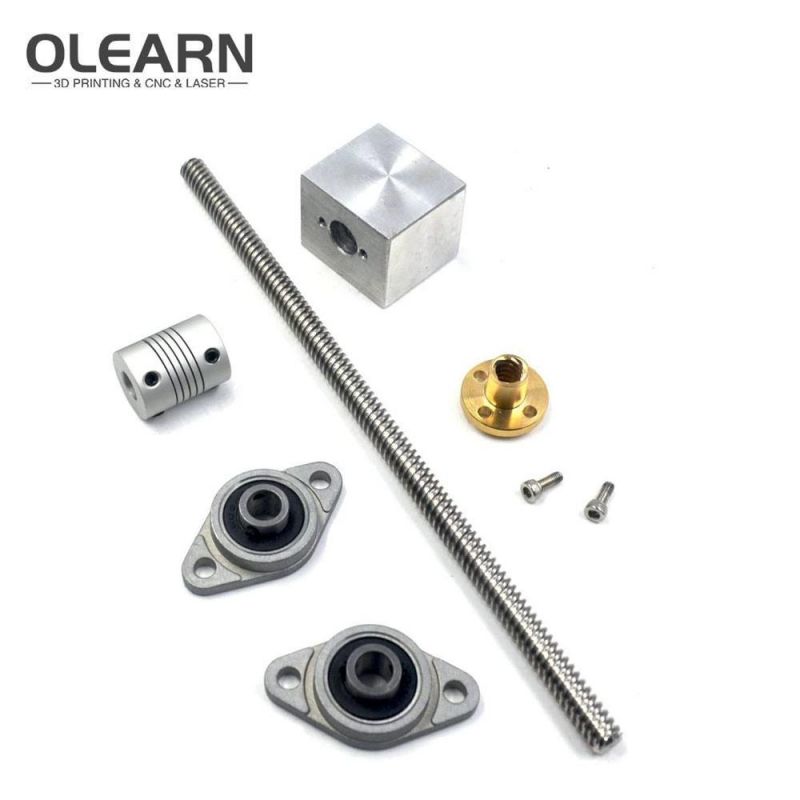 Olearn 500mm Horizontal Optical Axis & Flexible Shaft Coupling & 8mm Lead Screw Dual Rail Shaft Support Pillow Block Bearings