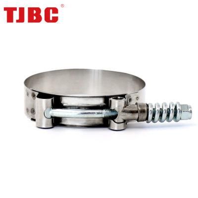 High Pressure Spring Loaded Stainless Steel Constant Tension T-Bolt Clamp for Turbo Automotive, Control Area 105-113mm