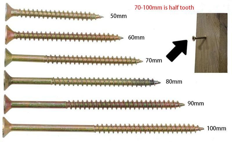 Good Quality Wholesale Fasteners Hardware Tools Yellow Zinc White Zinc Square Harden Countersunk Chipboard Screw for Wood and Construction