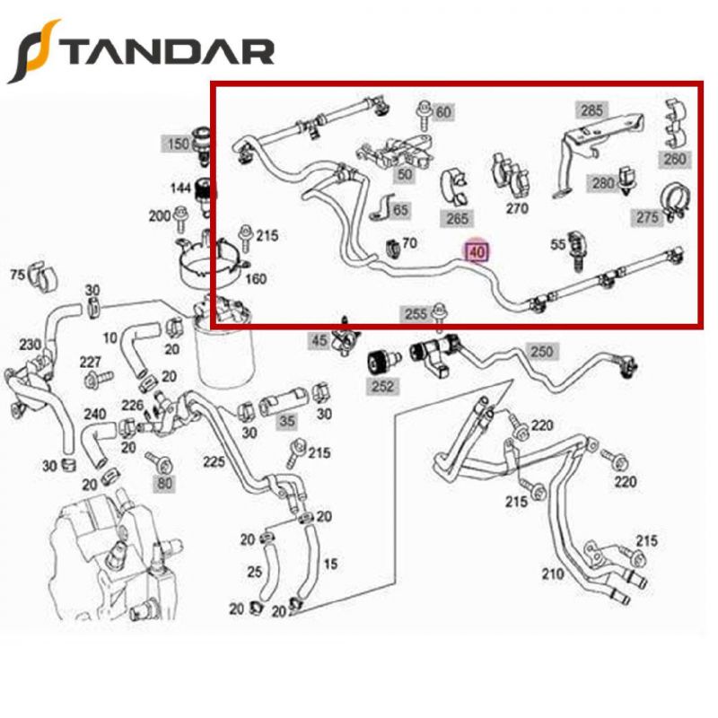 A6420705532 Diesel Fuel Injector Return Leak off Overflow Pipe Hose for Mercedes Benz