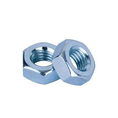 China DIN 934 ISO 4032 White Blue Zinc Plated Hex Nut