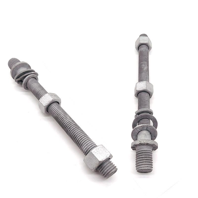 Grade 6.8/8.8 Carbon Steel 5/8" HDG Double Upset Bolt/Arming Bolt with Antiskid Teeth/Nut and Washer