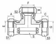 Hydraulic Hose Fluid Fitting, Jic Female 74° Seat Tee, Hose Adapter, Hose End
