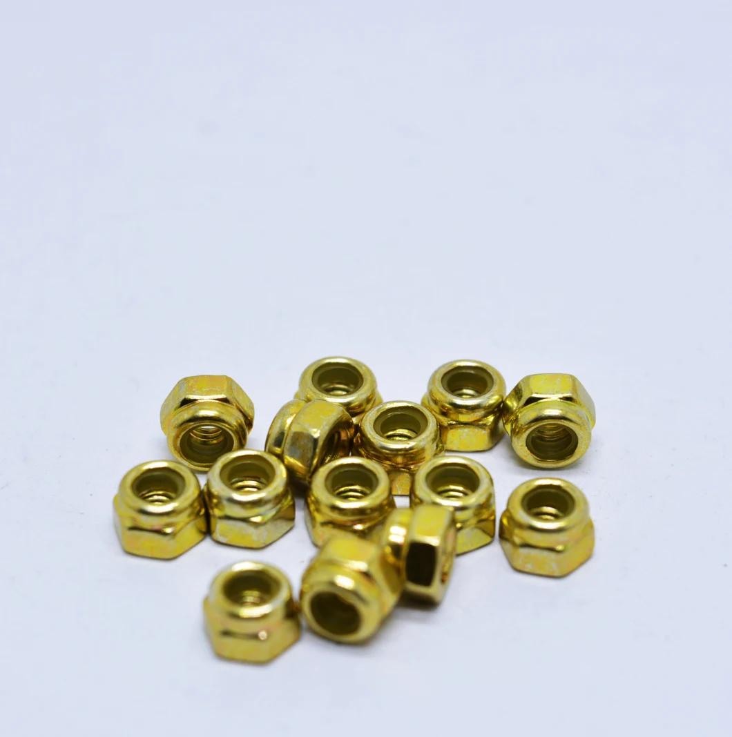 M8 Carbon Steel Yellow Zinc Plated Nylon Lock Nuts