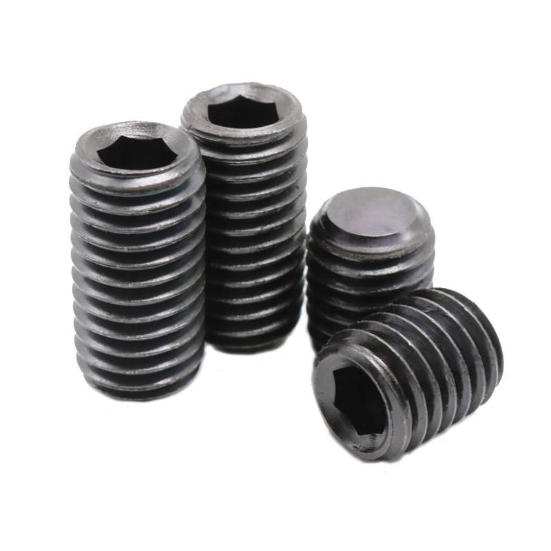 DIN913 Hexagon Socket Set Screw with Flat Point, Grub Screw, Black Oxide. 12.9