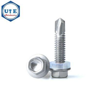 DIN7504 /Stainless Steel 316 Fasteners Hex Washer Self Drilling Screw with PVC Washer