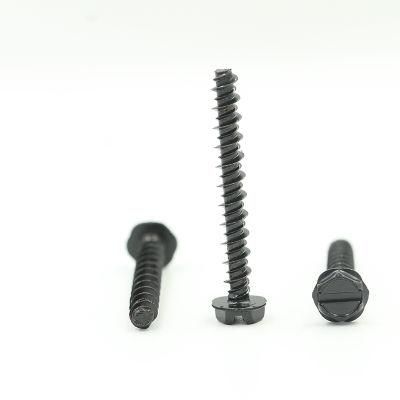 M5 M6 DIN Slotted Pan Head Indented Hexagon Washer Black Coating Tapping Screw