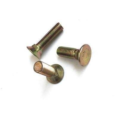 Flat Head Square Neck Screw Yellow Zinc Plated