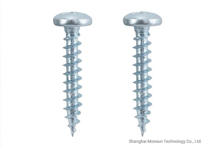 Blue Zinc Plating Carbon Steel Phillips Drive Cross Recess Pan Head Chipboard Screws for Metal on Wood Joints