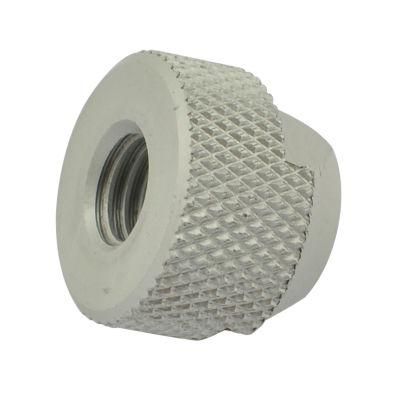 CNC Machining of Knurled Aluminum Internal Threaded Cap Nut