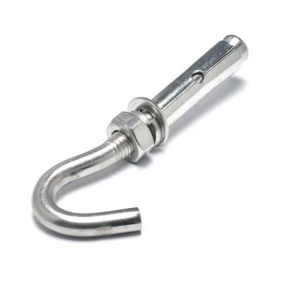 China Wholesale Fastener Hardware High Quantity 50mmm SS304 Hook J Eye Bolt Concrete Bending Expansion Bolt Sleeve Anchor Bolt with Washer Nut