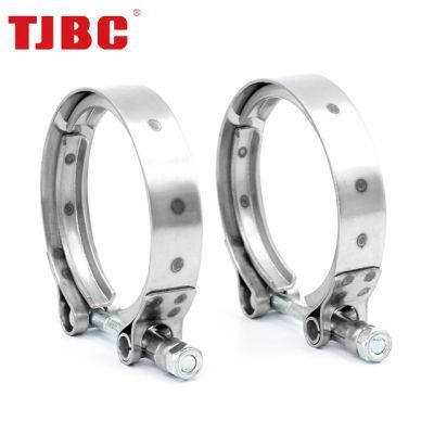 Quick Release Heavy Duty 304 Stainless Steel V Band Clamps with Flanges for Automotive Exhaust Pipe, Working Area Custom-Made
