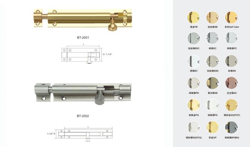 Customized Straight Brass Latch Lock Bolt with Tower Head (BT-2001)