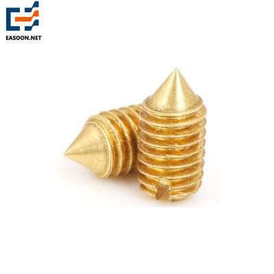 Brass Slotted Set Screw M1.2 M1.6 DIN533 Cone Point Grub Screw M2 M4 ISO7434 Brass Set Screw ASME/ANSI #2 #4 Grub Screw