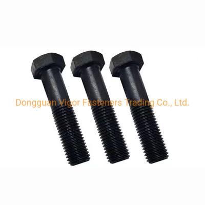 DIN931/DIN933 High Tensile Fastener Black Oxide Black Phosphating Grade 12.9 Half Thread Hex Bolt Machinery Screw