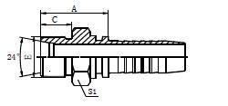 Metric Male 24° Cone Seat L. T.