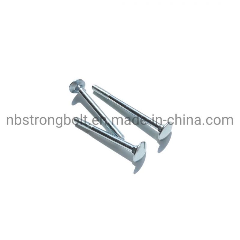 DIN603 Mushroom Head Square Neck Bolt Cl. 4.8 with White Zinc Plated Half Thread