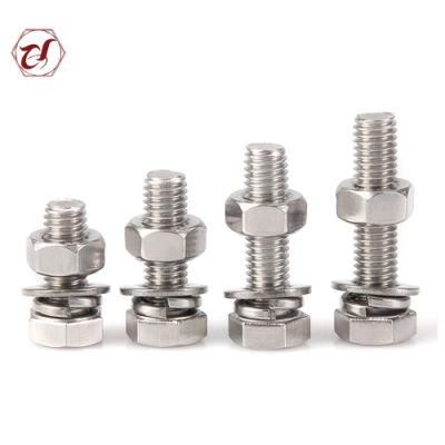Stainless Steel Hex Bolt DIN933 Full Thread 304 Hex Bolt with Nut and Washer