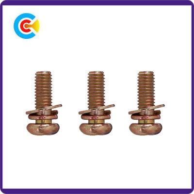 DIN/ANSI/BS/JIS Carbon-Steel/Stainless-Steel Cross Plate Head Combination Screws Multi-Colored
