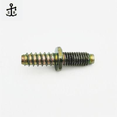 Double End Thread Steel Dowel Yellow Color No-Standard Screw for Furniture Made in China
