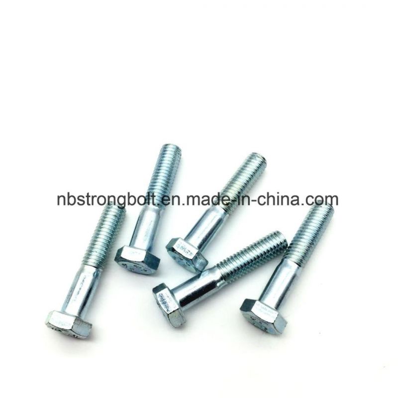 DIN931 Hex Bolt, Hex Cap Screw Cl. 8.8 with White Zinc Plated Cr3+ M8-1.25X40