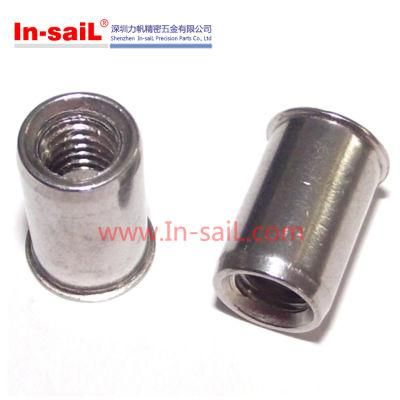 Reduced Head Plain Body Blind Rivet Nut - Open End