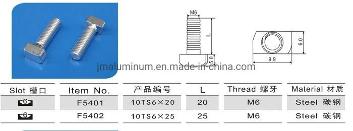 T-Bolt for Aluminum Profile Slot 8/10 Hammer Head, T-Bolt Nut