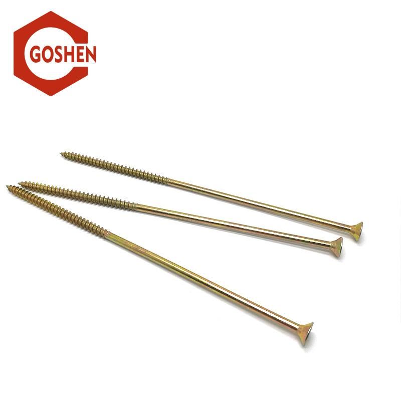 Yellow Zinc-Plated Flat Head Chipboard Screw