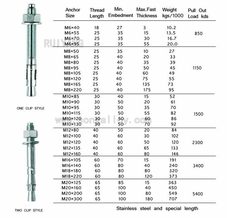 Stainless Steel Expansion Bolt 304 Expansion Anchor Bolt and Nut Wedge Expansion Bolt