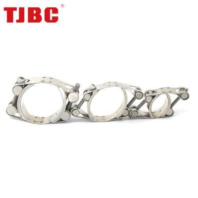 W1 Galvanized Iron Adjustable Heavy Duty Hose Clip, Double Bolts and Double Bands Super Pipe Clamp for Automotive, 200-210mm