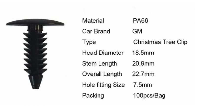 GM Christmas Tree Clips Automotive Barb Screw Fasteners with 7.5mm Hole