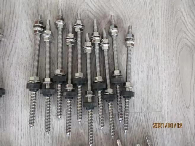 Fastener M10 Stainless Steel Solar Hanger Bolt with Washer Nut EPDM Sealing Washer for Solar Mounting System