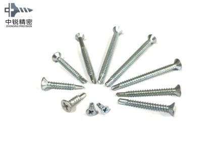 3.5X45mm Self Drilling Drywall Screw Philips Bugle Head with Cross Recess Steel C1022 White Zinc Plated Single Thread Drywall Screws