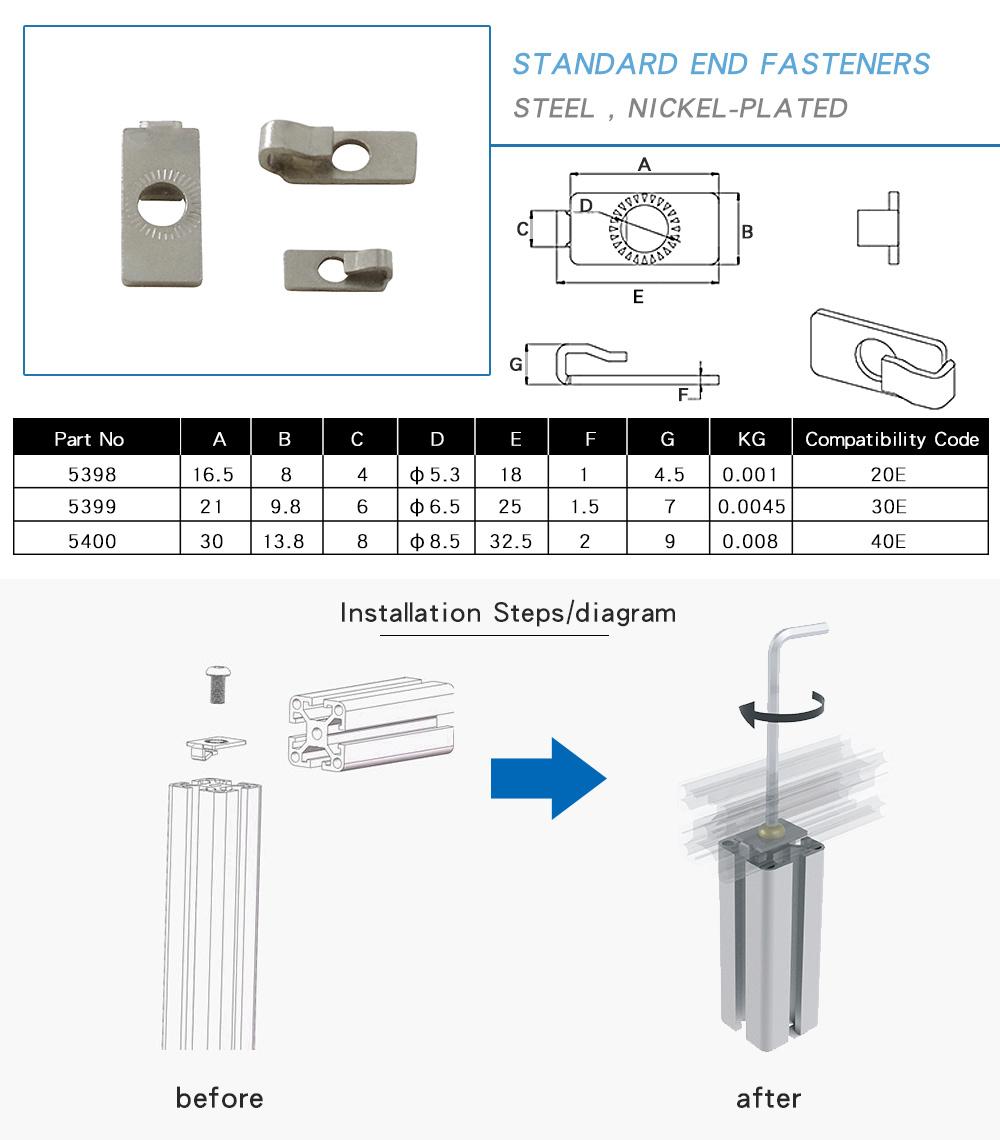 Msr 30e Standard End Fasteners for Aluminum Profile