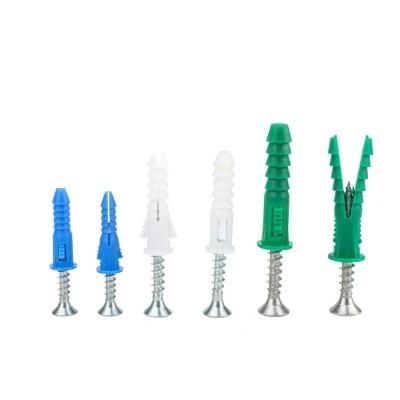Plastic Nylon Hammer Drive Fixing Anchor with Screw Green/White/Blue