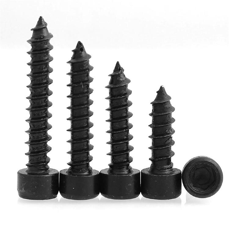 304 Stainless Steel Cylinder Head Hexagon Socket Self Tapping Black Zinc Plated Wood Screws