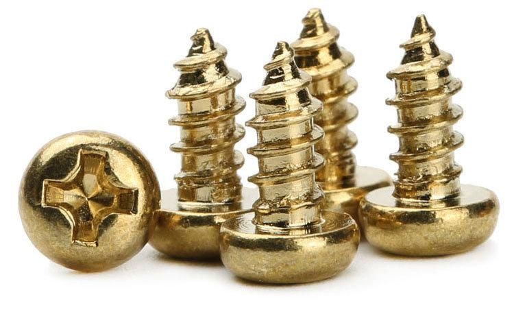 Mini Gold Plated Pan Phillips Cross Round Self Tapping Screw
