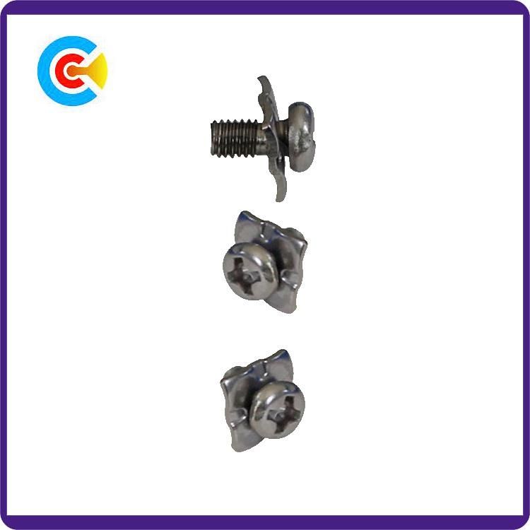 DIN/ANSI/BS/JIS Carbon-Steel/Stainless-Steel Cross Pad Combination Screws Fan Combination Screws
