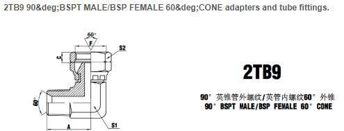 2tb9 90° BSPT Male/Bsp Female 60° Cone Adapters and Tube Fittings