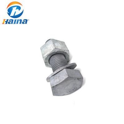 Hot DIP Galvanized Bolts Transmission Line Steel Tower High Tensible Hexagon Bolts Anchors with Structure Nut Grade 8.8