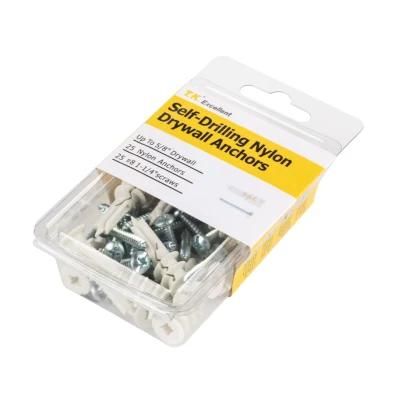 Plasterboard Fixing Popular White Color Plastic Drywall Anchor Nylon Self Drilling Anchor