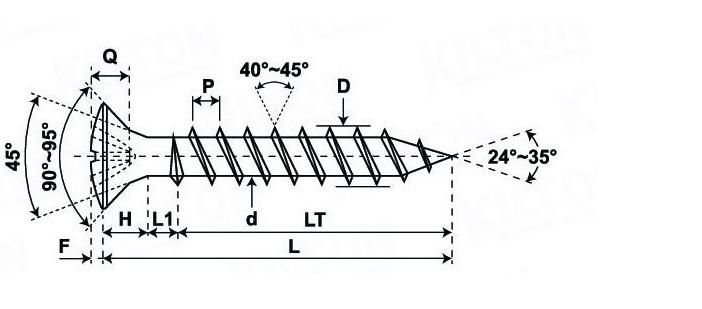 Black Oxide Finish Oval Head Steel Sheet Metal Screw