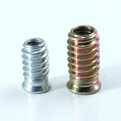 Zinc Plated Steel M6 M8 M10 Threaded Wood Insert Nuts for Furniture