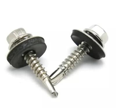 Stainless Steel 410 Hex Head Building Roofing Tek Screws Self Drilling Screws with Bonded EPDM Rubber Washers