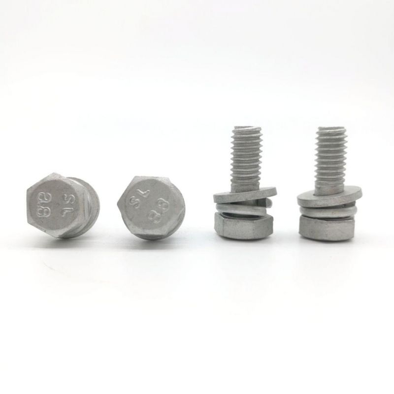 Hex Bolt with Single Coil Spring Lock Washer and Washer