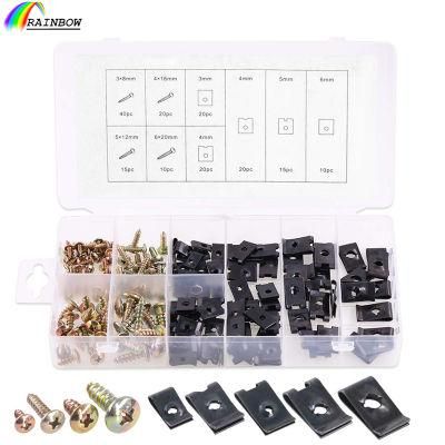 U Nuts Speed Auto Clips Fastener Assorted Kits 304 Stainless Steel U-Shaped Clip Chimney Nut for Motorcycle Car