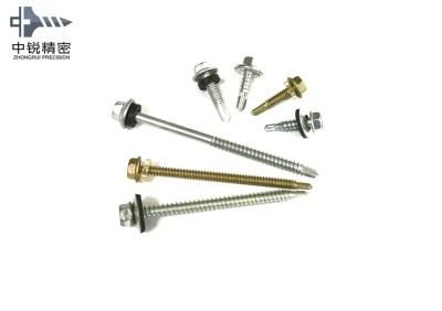 4.8X25mm DIN7504K Hex Head with EPDM Washer Bright Zinc Plated Self-Drilling Screws