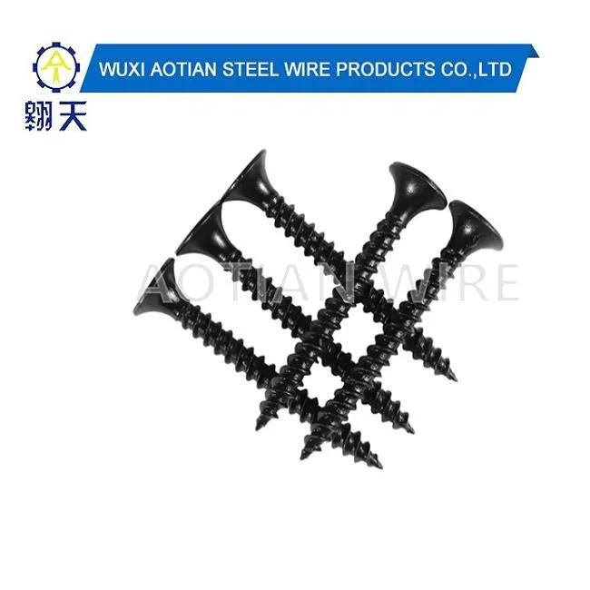3.5X25mm Drywall Screws Phillips Bugle Head with Cross Recess Steel C1022 Black Phosphated Coating Fine Thread Sharp Point Drywall Screw