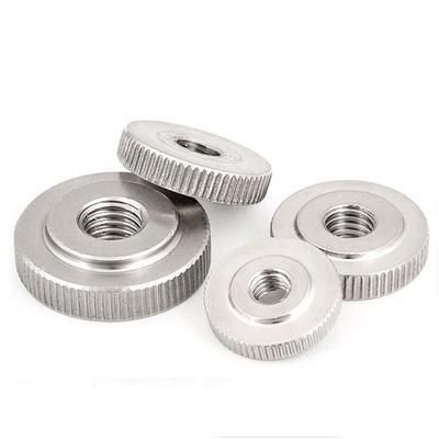 Stainless Steel Thread Thin Type Flat Insert Nut CNC Machined Round Knurled Thumb Nut