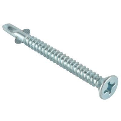 Flat Head Self Drilling Screw, with Wings, Dacrotized/Zinc Plated